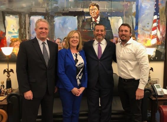 EPI Board Member Chris Weidenhammer, President Tracey B. Kirsch, Senator Ted Cruz, and Medal of Honor Recipient Dakota Meyer